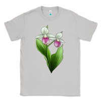 Moon Dust Pink And White Lady's Slipper Flower Illustrations Classic Tee - LillyAllenDesigns