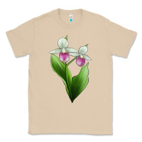 Mushroom Pink And White Lady's Slipper Flower Illustrations Classic Tee - LillyAllenDesigns