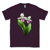 Plum Pink And White Lady's Slipper Flower Illustrations Classic Tee - LillyAllenDesigns