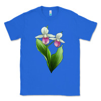 True Royal Pink And White Lady's Slipper Flower Illustrations Classic Tee - LillyAllenDesigns