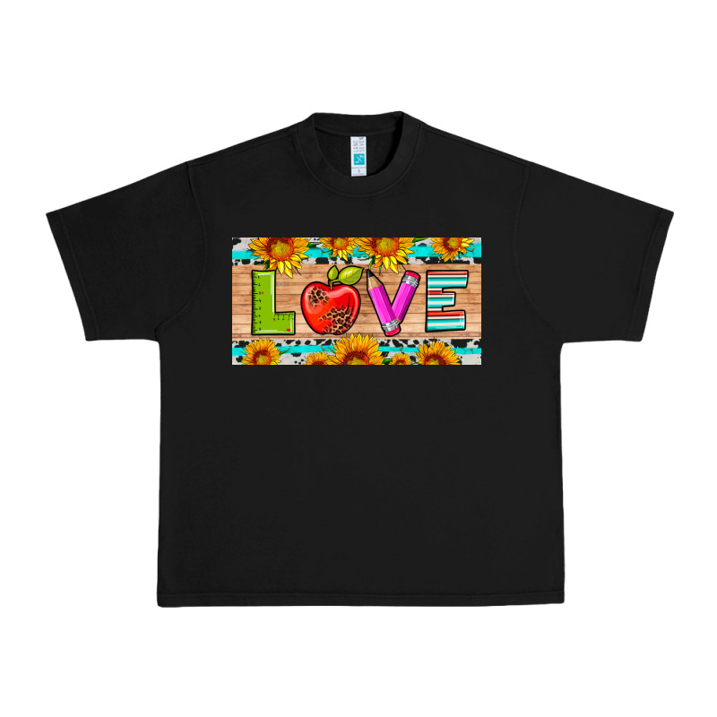 Love And Sunflower With Pen And Apple License Plate Template Urban Heavy Tee by Artiststas | Teevron