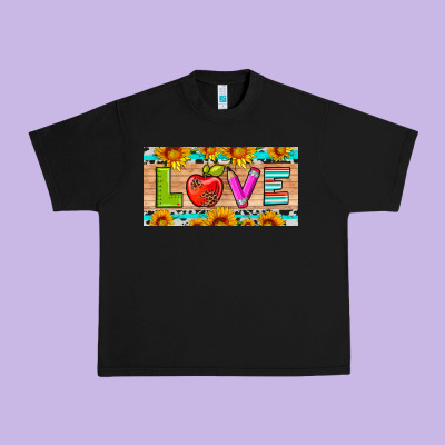 Love And Sunflower With Pen And Apple License Plate Template Urban Heavy Tee Designed By Artiststas