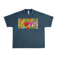 Midnight Navy love and sunflower with pen and apple license plate template Urban Heavy Tee - Artiststas