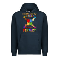 Navy society says i'm autistic god says i'm perfect Premium Hoodie - JahusDesignShop