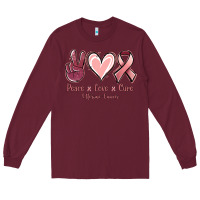 Burgundy Peace Love Cure Uterine Cancer Long Sleeve Tee - Jasminsmagicworld