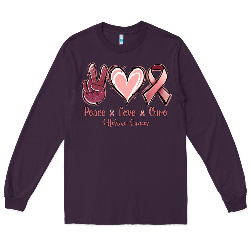 Peace Love Cure Uterine Cancer Long Sleeve Tee by Jasminsmagicworld | Teevron