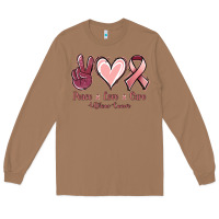 Toasted Coconut Peace Love Cure Uterine Cancer Long Sleeve Tee - Jasminsmagicworld