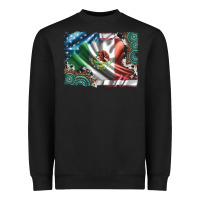 Black usa and mexico flag with leopard cowhide and gemstone background Heavyweight Sweatshirt - Artiststas