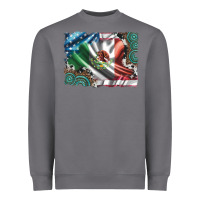 Storm usa and mexico flag with leopard cowhide and gemstone background Heavyweight Sweatshirt - Artiststas