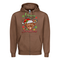 Chestnut merry christmas cow Zipper Hoodie - MaliasSmallBusiness