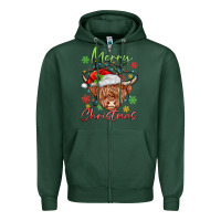 Sports Green merry christmas cow Zipper Hoodie - MaliasSmallBusiness