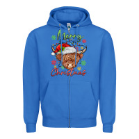 True Royal merry christmas cow Zipper Hoodie - MaliasSmallBusiness