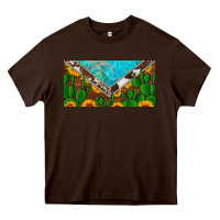 Chocolate Brown cactus sunflower cowhide and turquoise license plate Heavy Core Tee - Artiststas