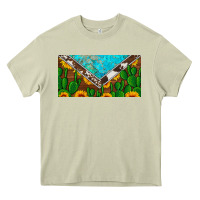 Mossy cactus sunflower cowhide and turquoise license plate Heavy Core Tee - Artiststas