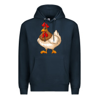 Navy cute chicken Premium Hoodie - texasbilliewilder