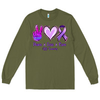 Army Green Peace Love Cure All Cancers Long Sleeve Tee - Jasminsmagicworld