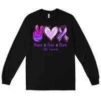 Black Peace Love Cure All Cancers Long Sleeve Tee - Jasminsmagicworld