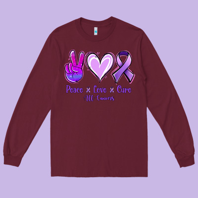 Peace Love Cure All Cancers Long Sleeve Tee Designed By Jasminsmagicworld