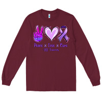 Burgundy Peace Love Cure All Cancers Long Sleeve Tee - Jasminsmagicworld