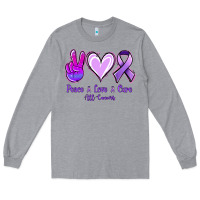 Heather Grey Peace Love Cure All Cancers Long Sleeve Tee - Jasminsmagicworld