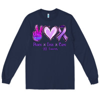 Navy Peace Love Cure All Cancers Long Sleeve Tee - Jasminsmagicworld