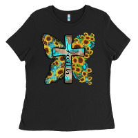 Black faith sunflower cross Ladies Tee - Zillion Design Studio