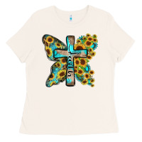Bone faith sunflower cross Ladies Tee - Zillion Design Studio