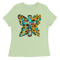 Matcha faith sunflower cross Ladies Tee - Zillion Design Studio