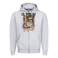 Heather Grey im trying but tired Zipper Hoodie - MaliasSmallBusiness