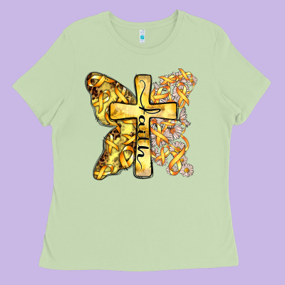 Faith Child Cancer Cross Ladies Tee Designed By Zillion Design Studio