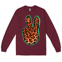 Burgundy Orange Leopard Peace Sign Long Sleeve Tee - Jasminsmagicworld