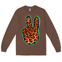 Chestnut Orange Leopard Peace Sign Long Sleeve Tee - Jasminsmagicworld