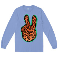 Colony Blue Orange Leopard Peace Sign Long Sleeve Tee - Jasminsmagicworld