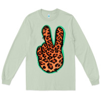 Matcha Orange Leopard Peace Sign Long Sleeve Tee - Jasminsmagicworld