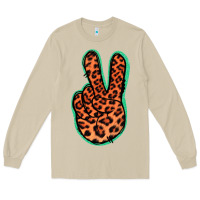 Mushroom Orange Leopard Peace Sign Long Sleeve Tee - Jasminsmagicworld