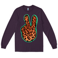 Plum Orange Leopard Peace Sign Long Sleeve Tee - Jasminsmagicworld