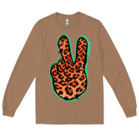 Toasted Coconut Orange Leopard Peace Sign Long Sleeve Tee - Jasminsmagicworld
