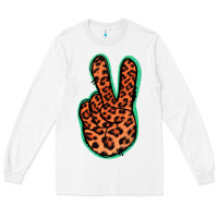 White Orange Leopard Peace Sign Long Sleeve Tee - Jasminsmagicworld