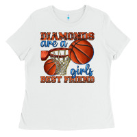 White diamonds are a girls best friend basketball Ladies Tee - texasbilliewilder