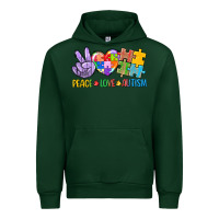 Forest Green Peace love Autism Urban Hoodie - CowGirlArtShop