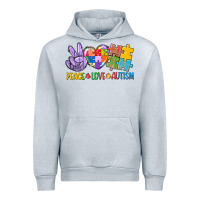 Heather Grey Peace love Autism Urban Hoodie - CowGirlArtShop