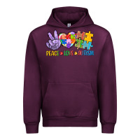 Mauve Wine Peace love Autism Urban Hoodie - CowGirlArtShop
