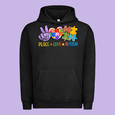 Peace Love Autism Urban Hoodie Designed By Cowgirlartshop