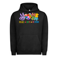 Pigment Black Peace love Autism Urban Hoodie - CowGirlArtShop
