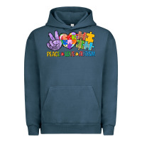 Pigment Midnight Navy Peace love Autism Urban Hoodie - CowGirlArtShop