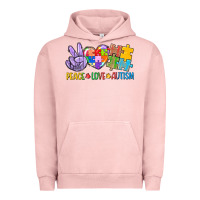 Pigment Salmon Peace love Autism Urban Hoodie - CowGirlArtShop