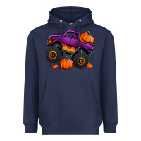 Navy halloween jack o lantern monster truck Heavyweight Hoodie - Jasminsmagicworld