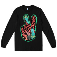 Black Feather Pink Leopard Peace Sign Long Sleeve Tee - Jasminsmagicworld