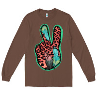 Chestnut Feather Pink Leopard Peace Sign Long Sleeve Tee - Jasminsmagicworld