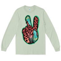 Matcha Feather Pink Leopard Peace Sign Long Sleeve Tee - Jasminsmagicworld